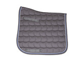 Saddle pad grey/white and royal blue cord piping - Dressage